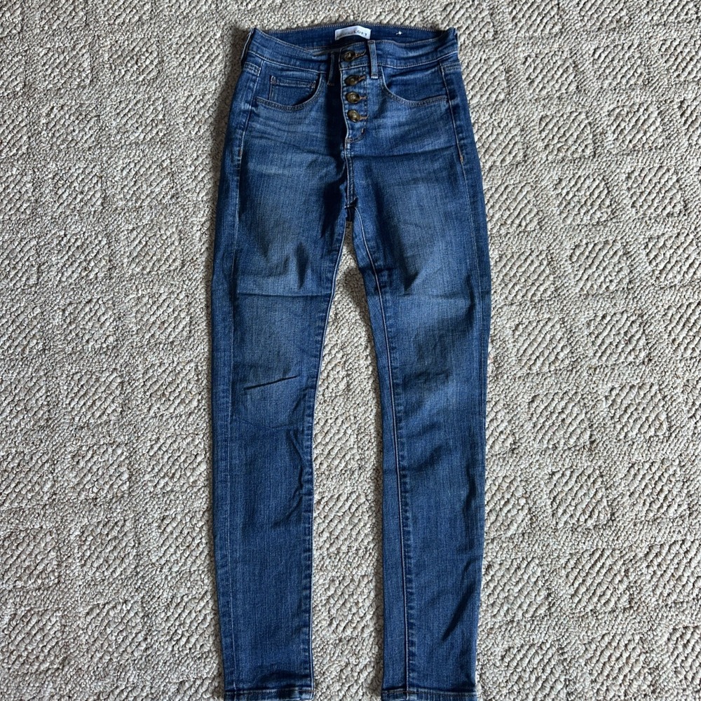 LOFT Jean Womens Size‎ 25/0 High Waist Skinny Button Fly Medium Wash Denim